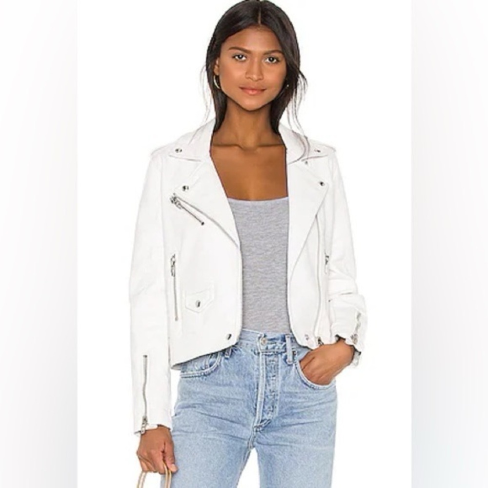 BLANK NYC by‎ Anthropologie Women's Ivory White Moto Cotton Jacket NWT